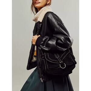Free People Wylie Suede Black Saddle Bag NWT